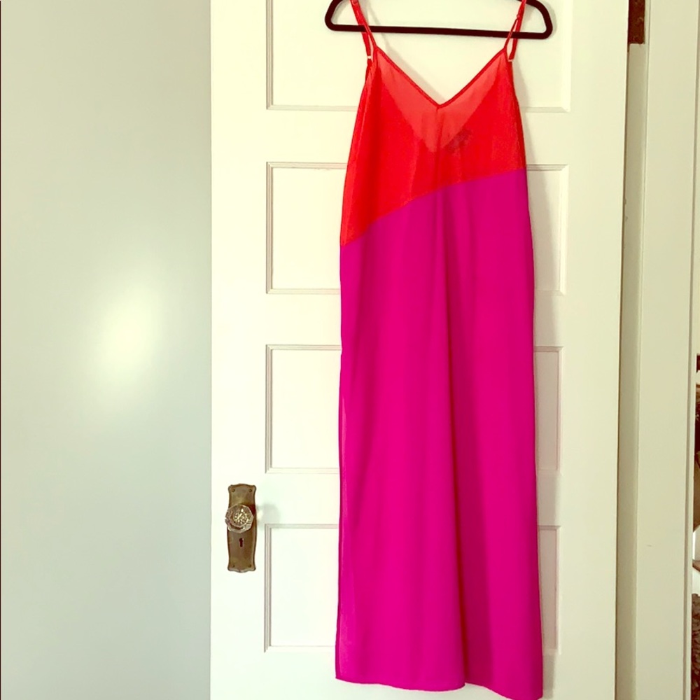 Lulu's Red and Hot Pink Spaghetti Strap Swim Coverup